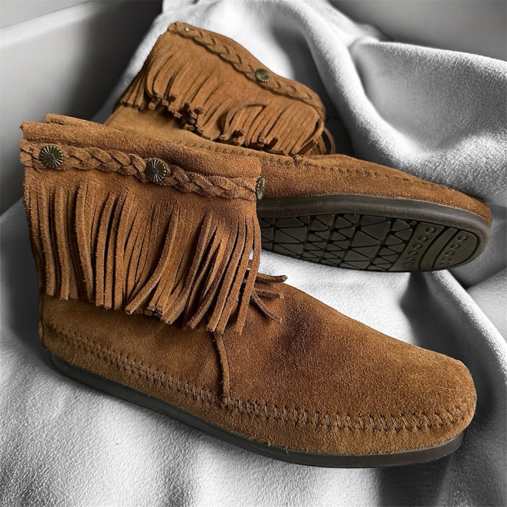Minnetonka Fringe Booties 8